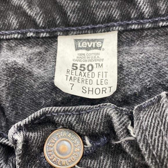VINTAGE 90s LEVI’S 550 Relaxed Fit Tapered Leg Distressed Black Denim Jeans 7 S - Picture 8 of 9